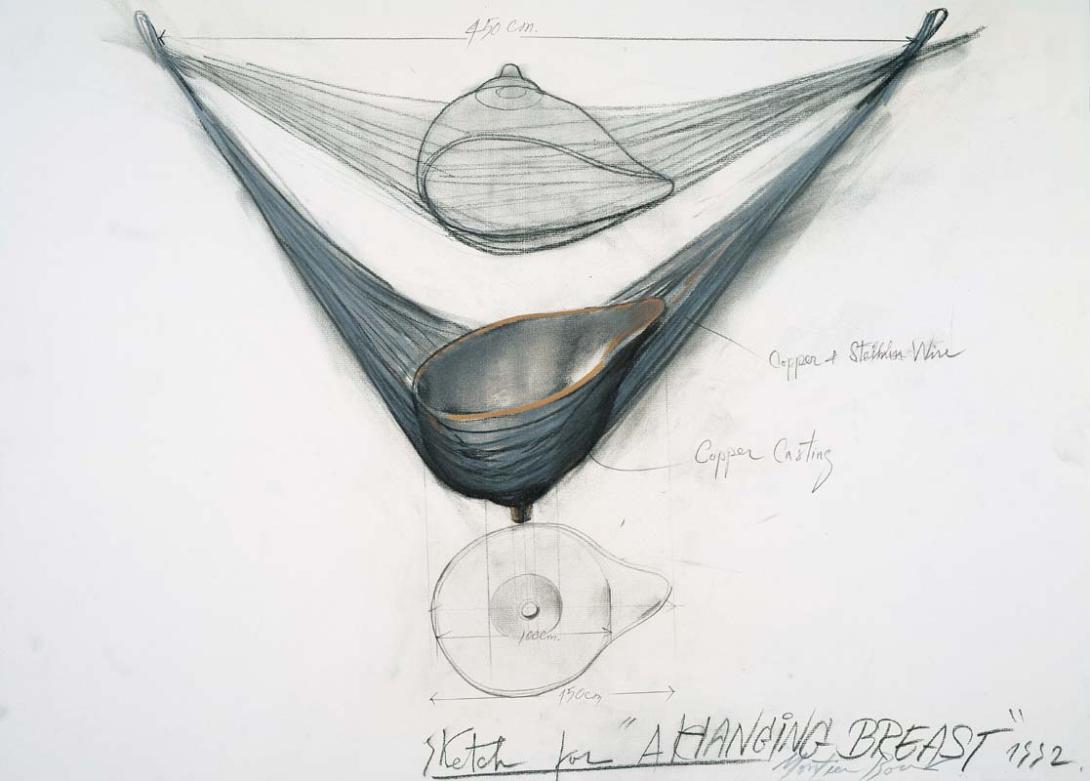 Artwork Sketch for 'A hanging breast' this artwork made of Charcoal, graphite and synthetic polymer paint on paper, created in 1992-01-01