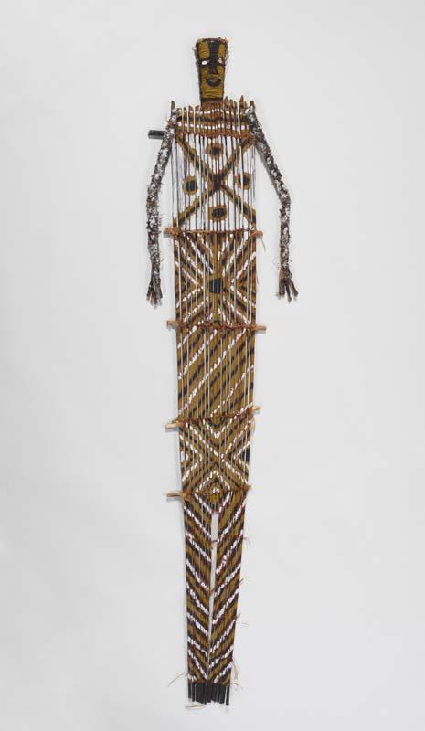 Artwork Wyarra spirit this artwork made of Wooden sticks, paperbark, bark fibre, natural pigments, created in 2005-01-01
