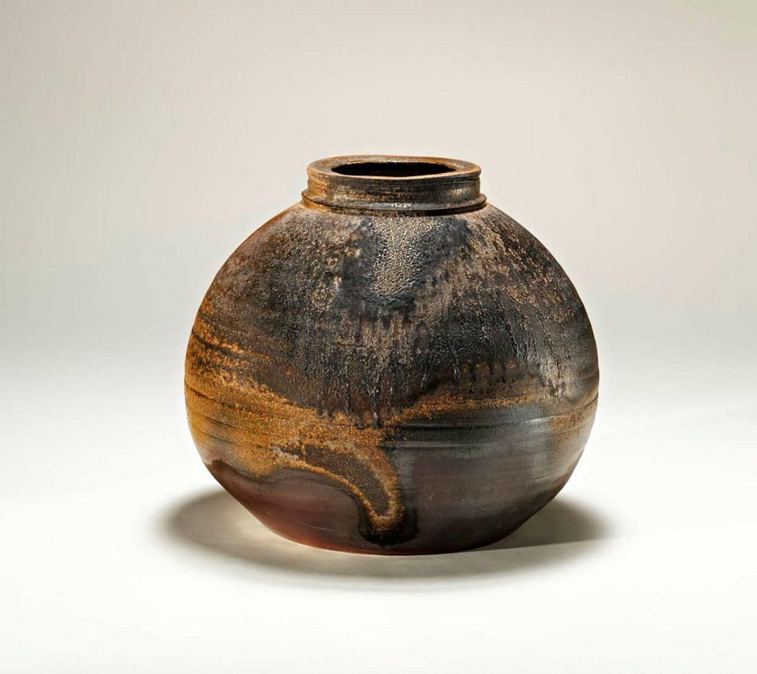 Artwork Blossom jar this artwork made of Stoneware, wheelthrown and wood-fired in the Bizen technique, created in 1973-01-01