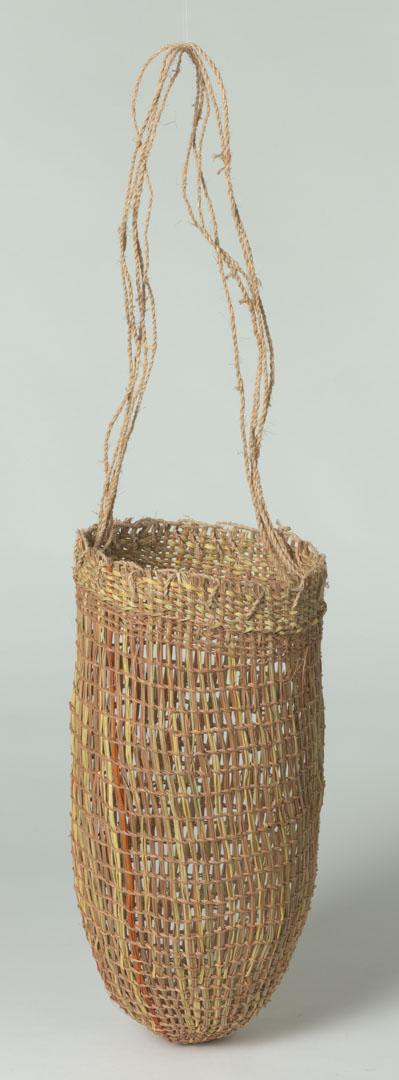 Artwork Mewana (Sedge grass basket) this artwork made of Twined sedge grass, pandanus palm leaf with natural dye and bark fibre string