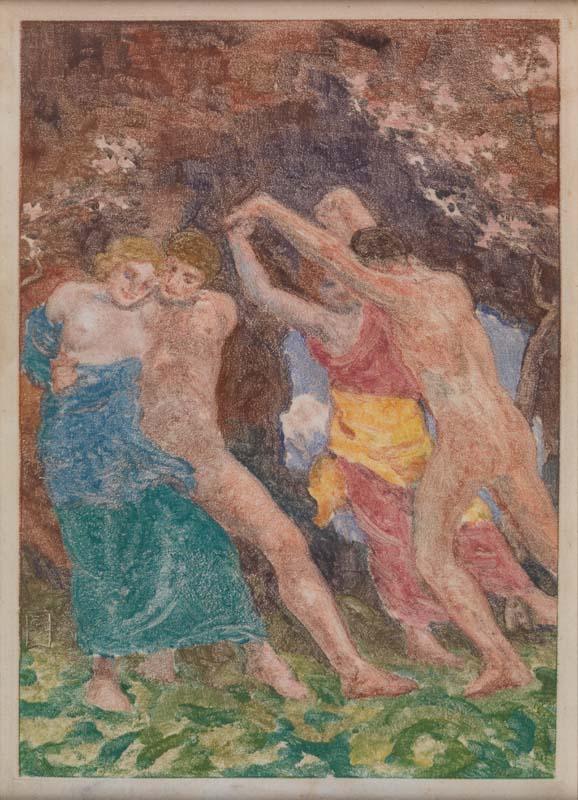 Artwork Festival revelry (Classical scene) this artwork made of Monotype on paper, created in 1921-01-01