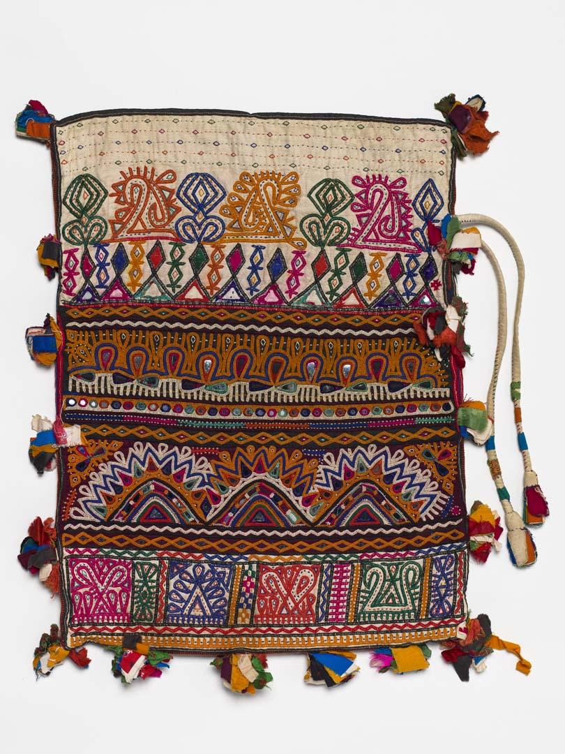 Artwork Kothali (dowry bag) this artwork made of Cotton, silk, mirrors