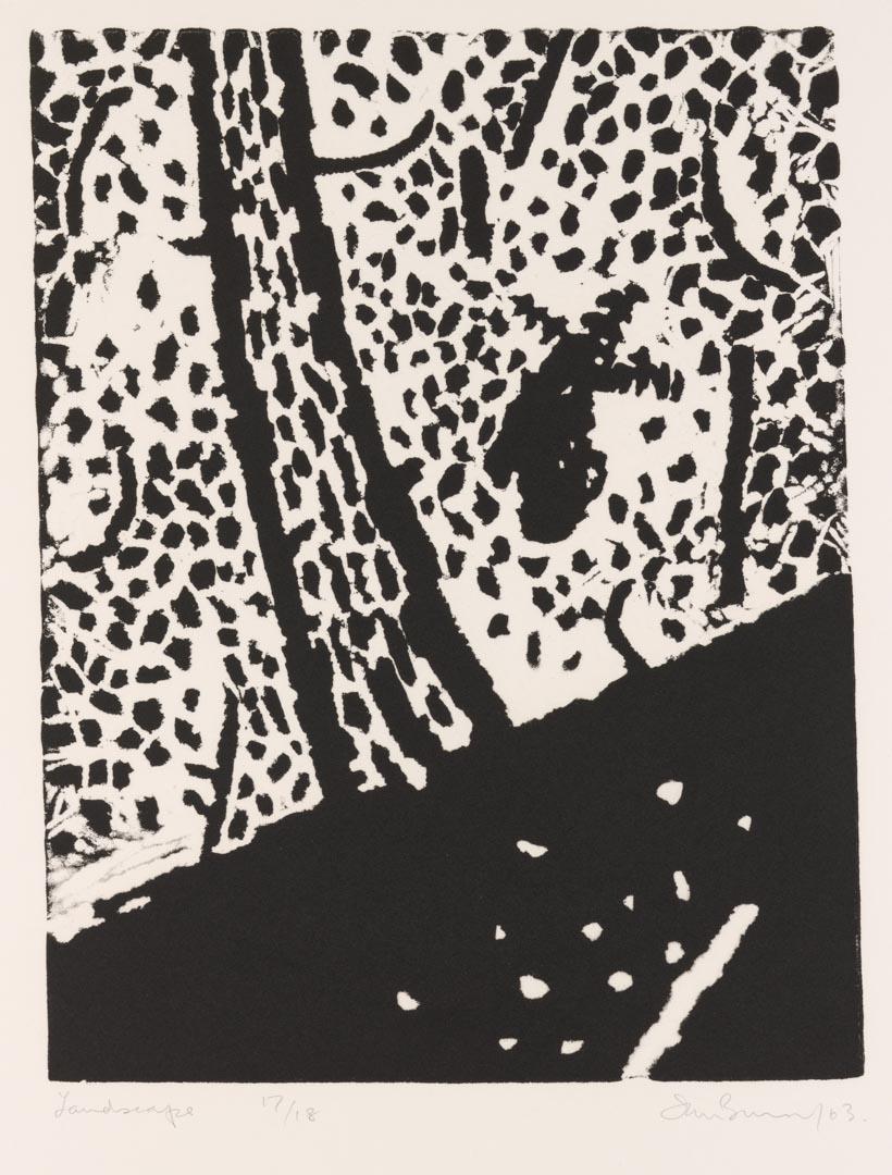 Artwork Landscape this artwork made of Linocut on paper, created in 1963-01-01