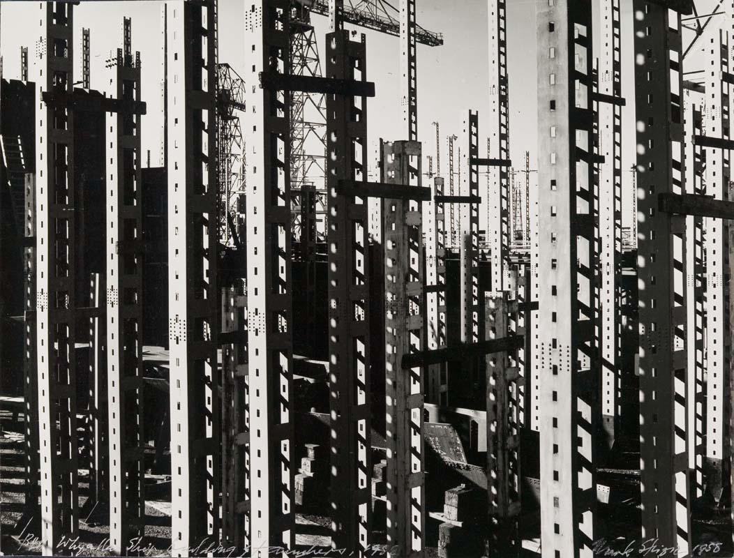 Artwork BHP Whyalla shipbuilding staunchers, 1958 (from 'Industrial forms and faces' series) this artwork made of Gelatin silver photograph on paper, created in 1958-01-01