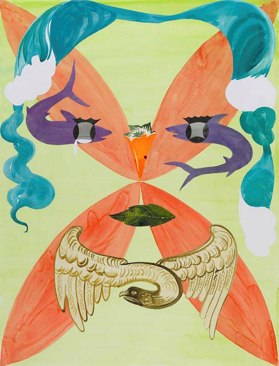 Artwork Alisi Vecsey (from 'Liliu' series) this artwork made of Watercolour and collage on paper, created in 2007-01-01
