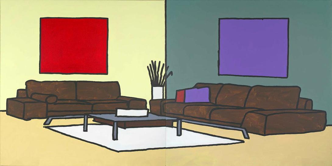 Artwork Interior (Two paintings) 10 Nov. 2004 this artwork made of Synthetic polymer paint on canvas, created in 2004-01-01