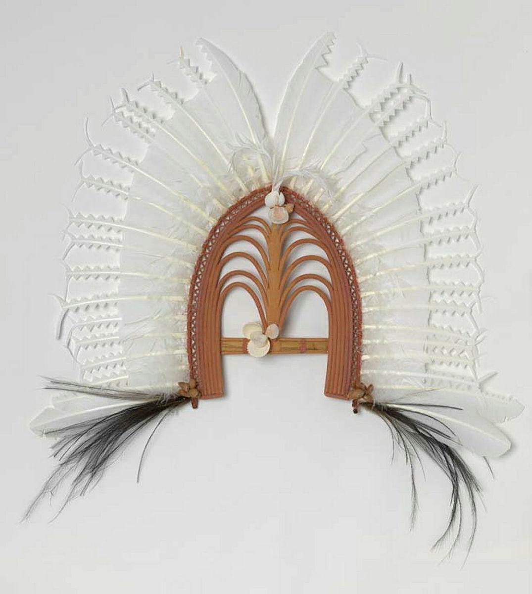 Artwork Ceremonial dhoeri this artwork made of Cane, bamboo, string with natural pigments, bees wax, shell, seed, eagle, cassowary and heron feathers, created in 2008-01-01