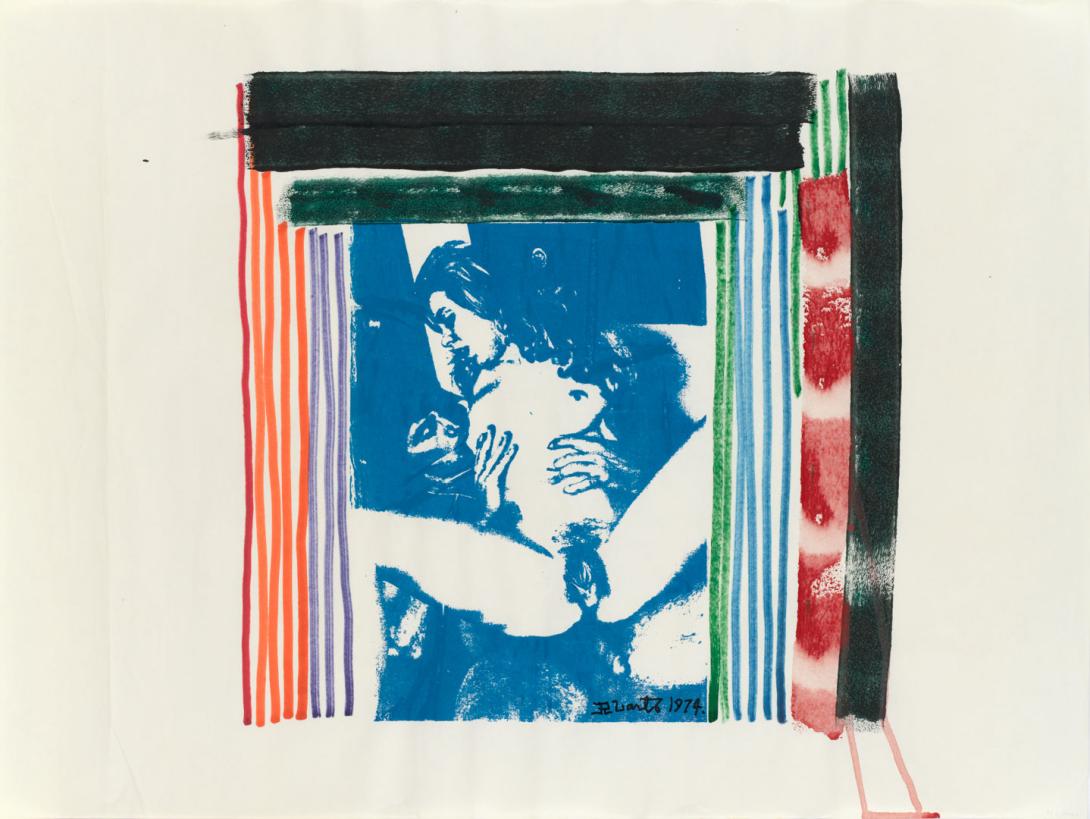 Artwork Untitled (Lovers) this artwork made of Ink and synthetic polymer paint on paper, created in 1974-01-01
