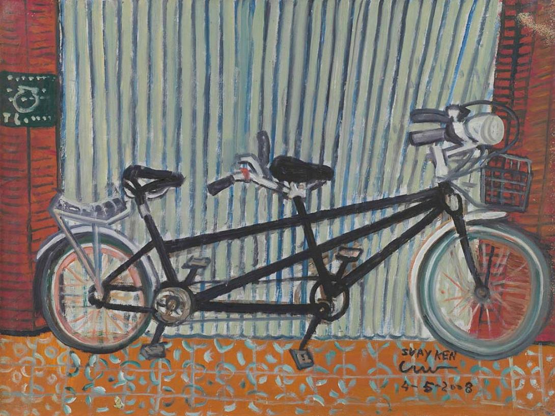 Artwork Tandem bicycle this artwork made of Oil on canvas, created in 2008-01-01