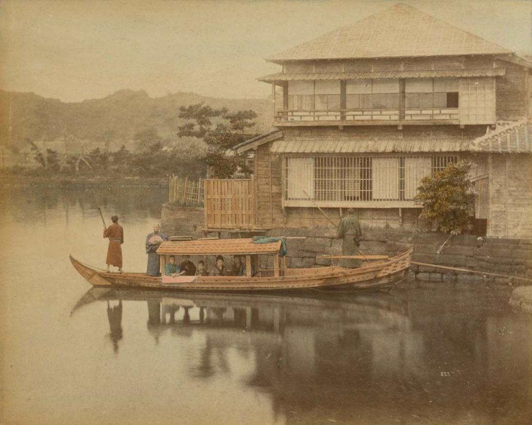 Artwork (Yakatabune (pleasure boat) on lake) (from 'Japan' album) this artwork made of Hand-coloured albumen photograph