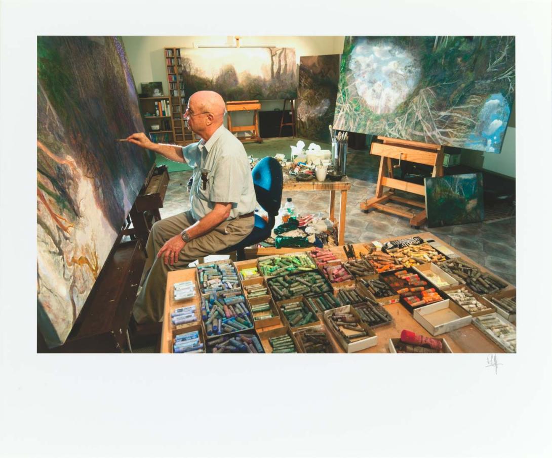 Artwork William Robinson in his studio at Manly in Brisbane, Queensland, Australia at 4:24pm on March 7th, 2005 this artwork made of Giclée print on Hahnemühle Photo Rag Ultra Smooth archival paper, created in 2005-01-01