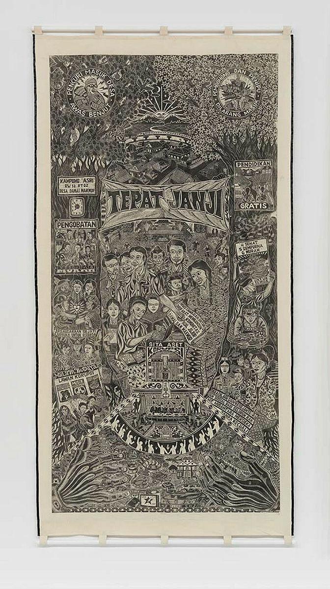Artwork Tepat janji (The kept promise) this artwork made of Woodcut print on canvas, created in 2008-01-01