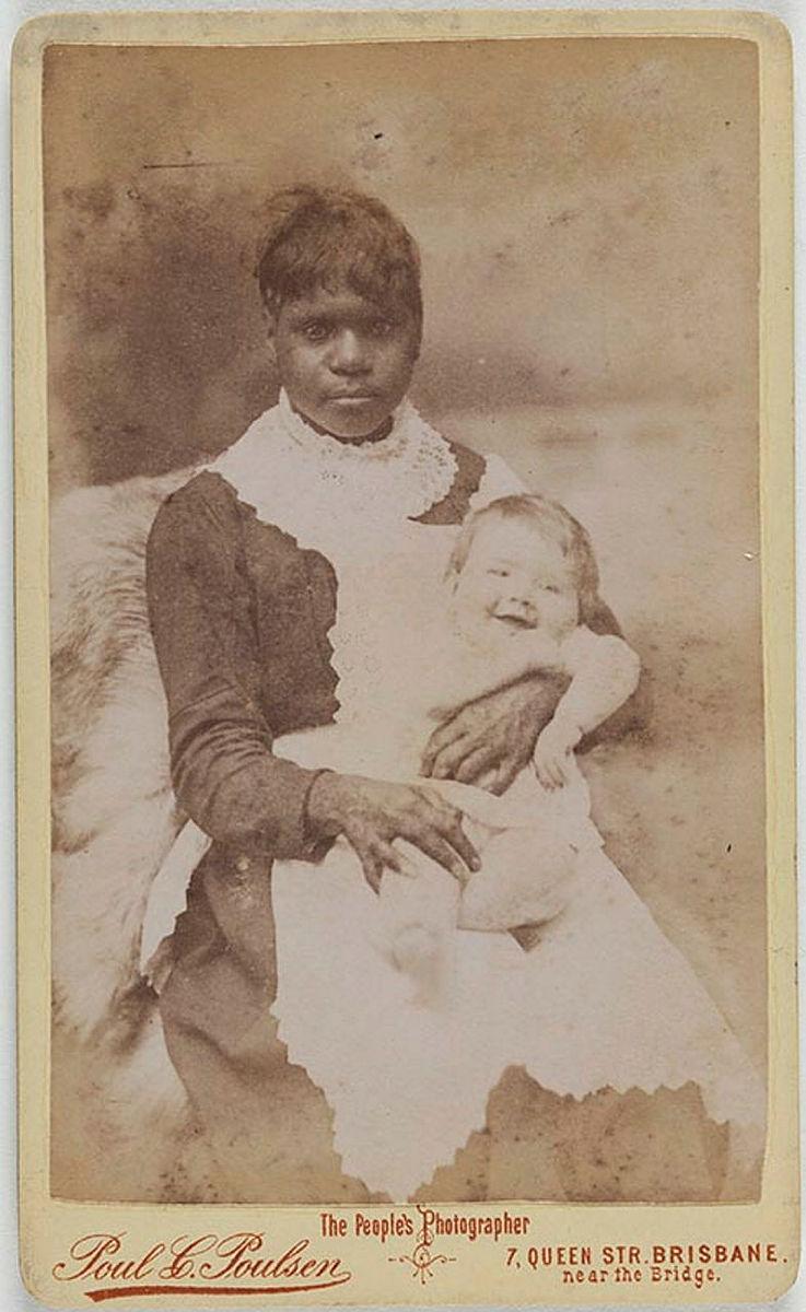 Artwork (Aboriginal nanny with Caucasian child) this artwork made of Albumen photograph on paper mounted on card
