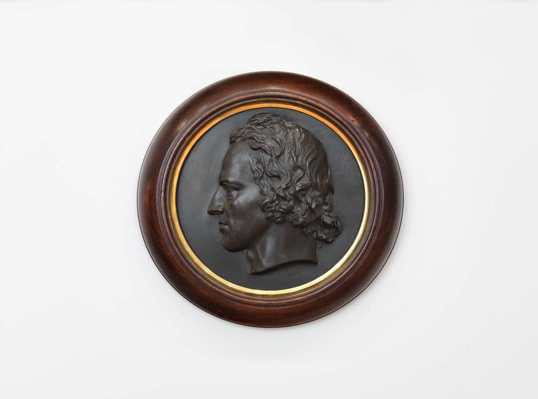 Artwork Portrait medallion of Alfred Lord Tennyson this artwork made of Bronze, created in 1856-01-01