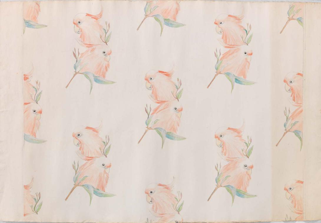 Artwork Wallpaper design: Major Mitchell cockatoo this artwork made of Watercolour with pencil on paper, created in 1930-01-01