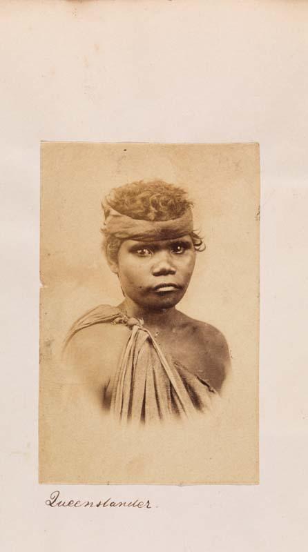 Artwork Portrait of a young Queensland Aboriginal woman this artwork made of Albumen photograph mounted on card