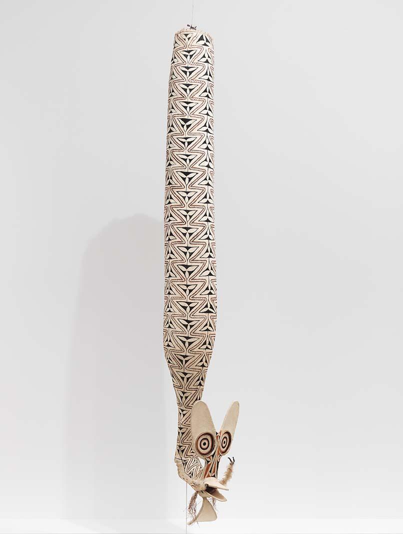 Artwork Rarapka this artwork made of Mandas mask: barkcloth, cane, bamboo, natural pigments, created in 2011-01-01