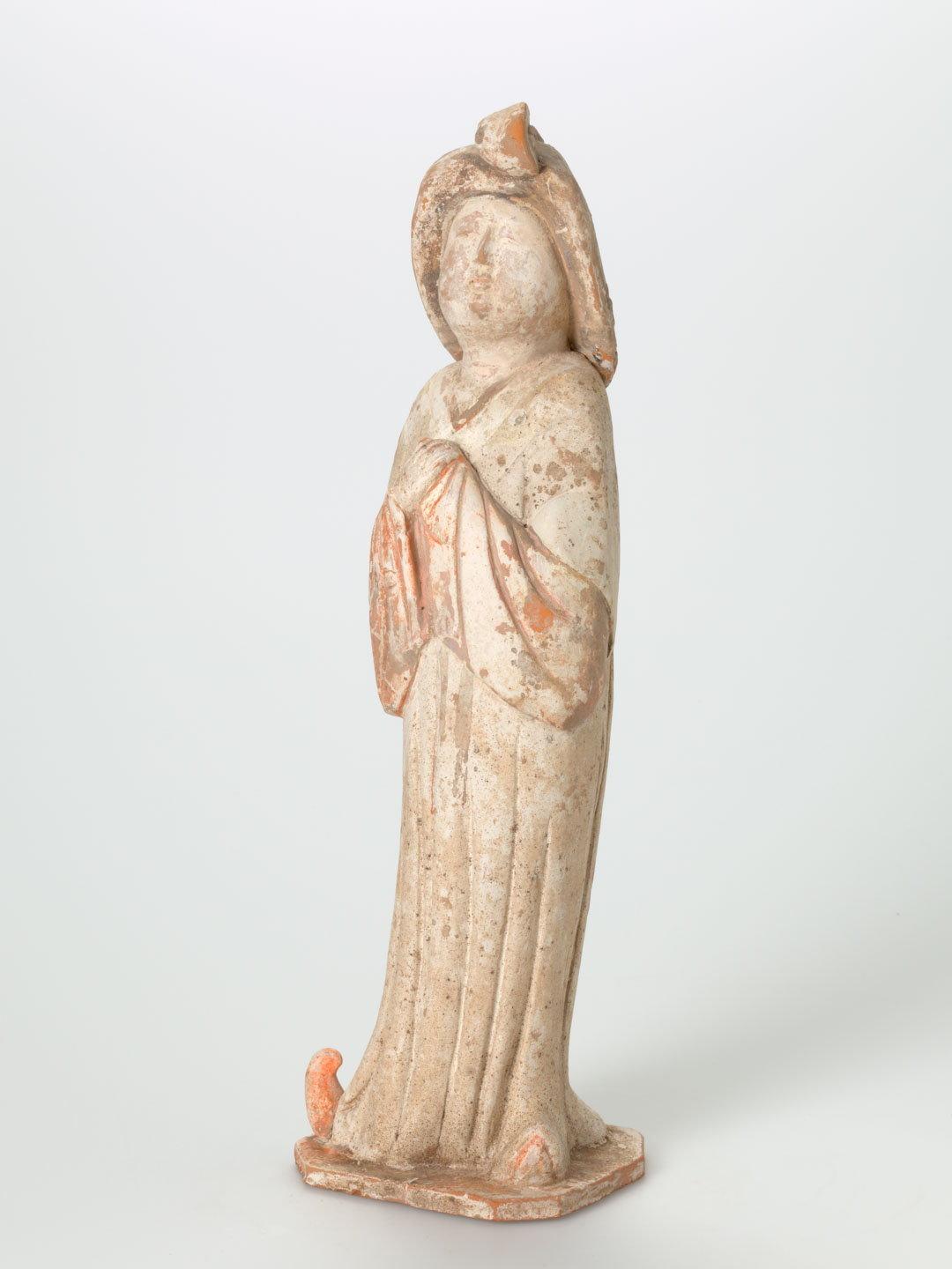 Artwork Tomb figure of a court lady this artwork made of Cast earthenware, pigment, created in 0618-01-01