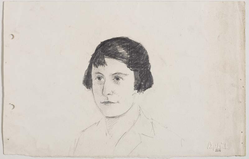 Artwork Portrait of a woman this artwork made of Pencil on paper, created in 1914-01-01