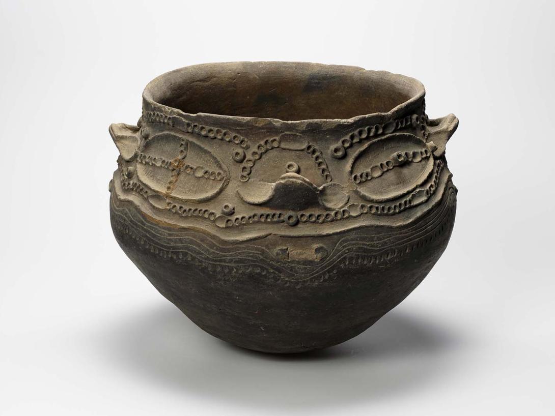 Artwork Bowl this artwork made of Earthenware: hand-thrown clay with incised decorations and hand-modelled
