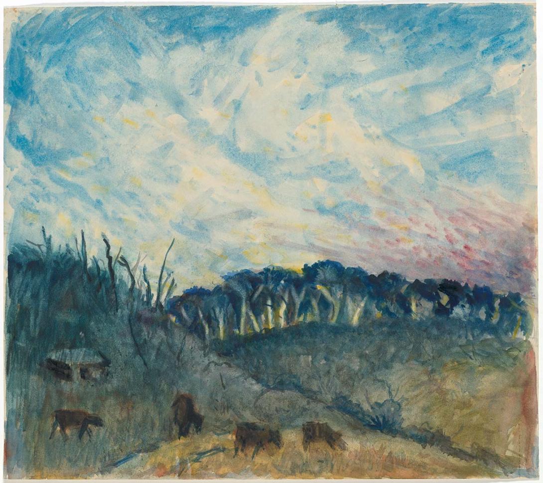 Artwork Twilight pastoral this artwork made of Watercolour on paper, created in 1940-01-01