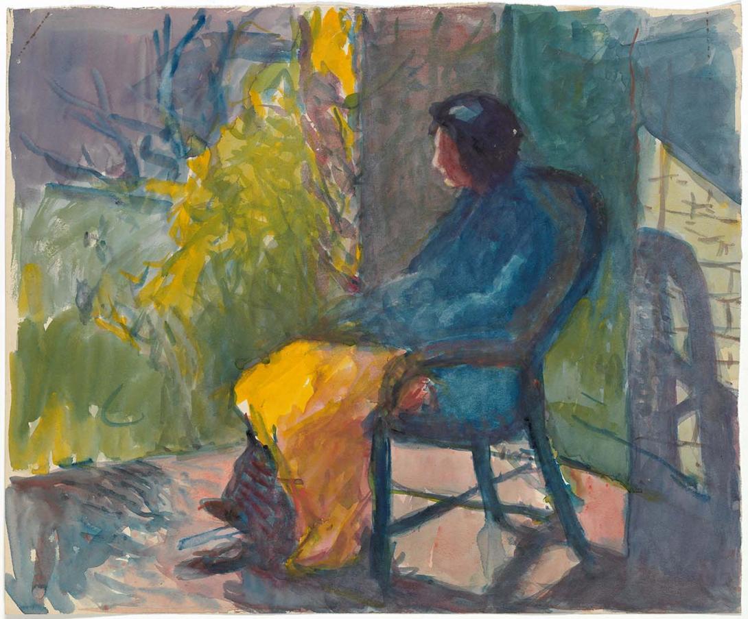 Artwork Seated in sunlight this artwork made of Watercolour on paper, created in 1945-01-01
