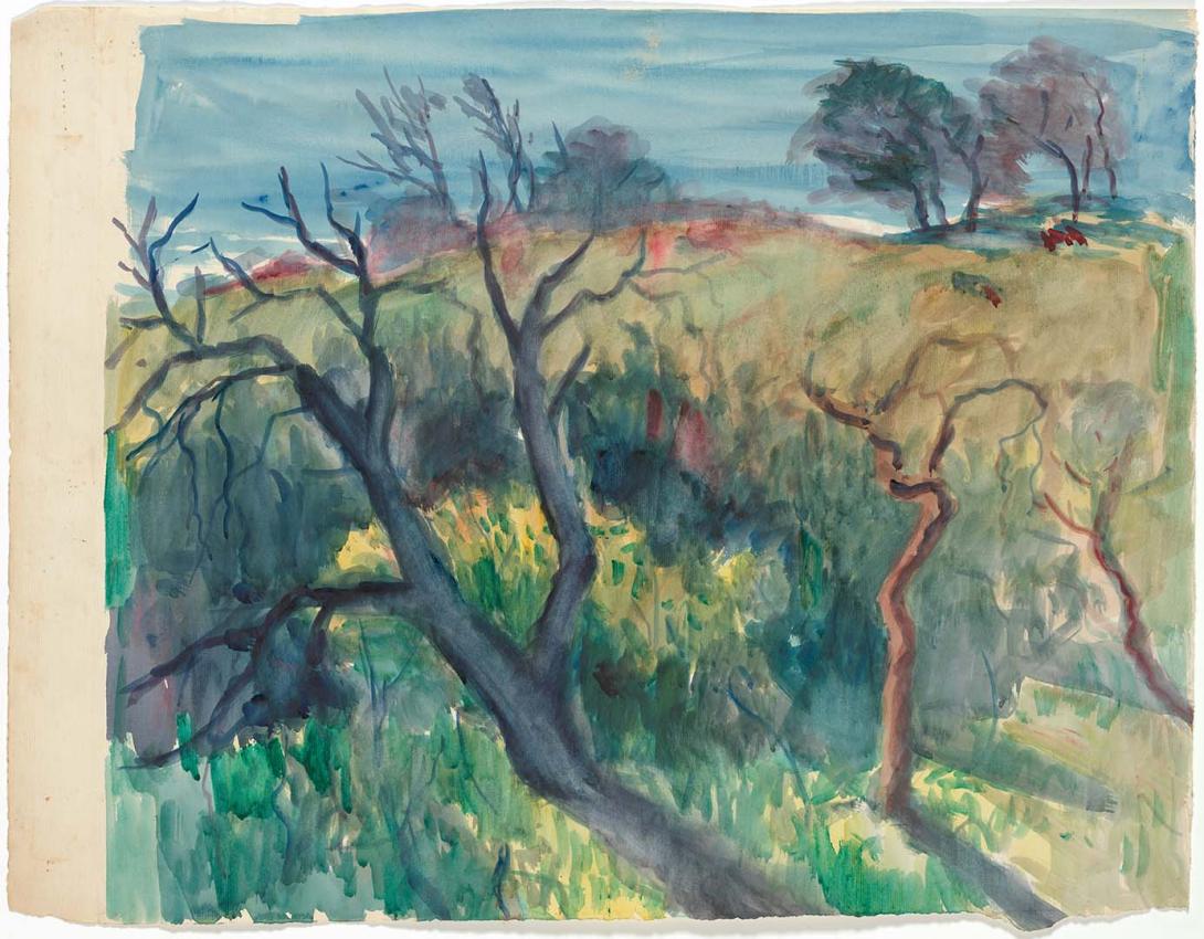 Artwork The dead forked tree this artwork made of Watercolour on paper, created in 1945-01-01