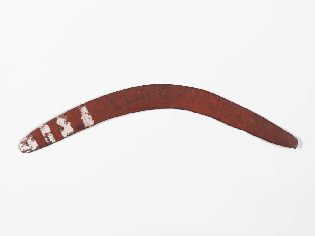 Artwork Boomerang (Gulf of Carpentaria) this artwork made of Carved hardwood with natural pigments, created in 1930-01-01