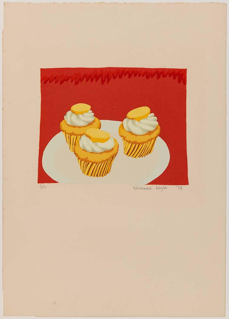 Artwork Untitled - cakes this artwork made of Screenprint on Arches cream paper, created in 1979-01-01