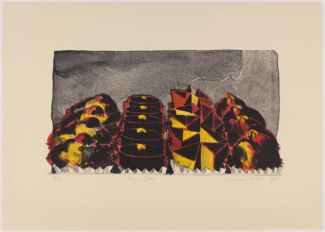 Artwork Paris - cakes this artwork made of Lithograph on Arches paper, created in 1985-01-01