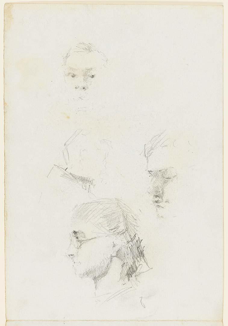 Artwork Portrait studies this artwork made of Pencil on paper, created in 1914-01-01