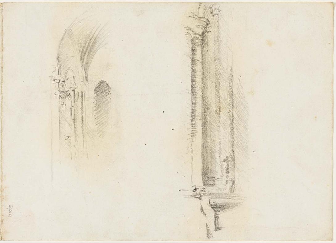 Artwork Two interior studies of St John's Cathedral this artwork made of Pencil on paper, created in 1914-01-01
