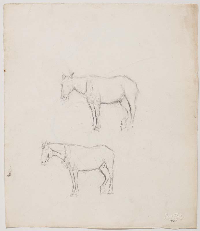 Artwork Two carthorses this artwork made of Pencil on paper, created in 1915-01-01