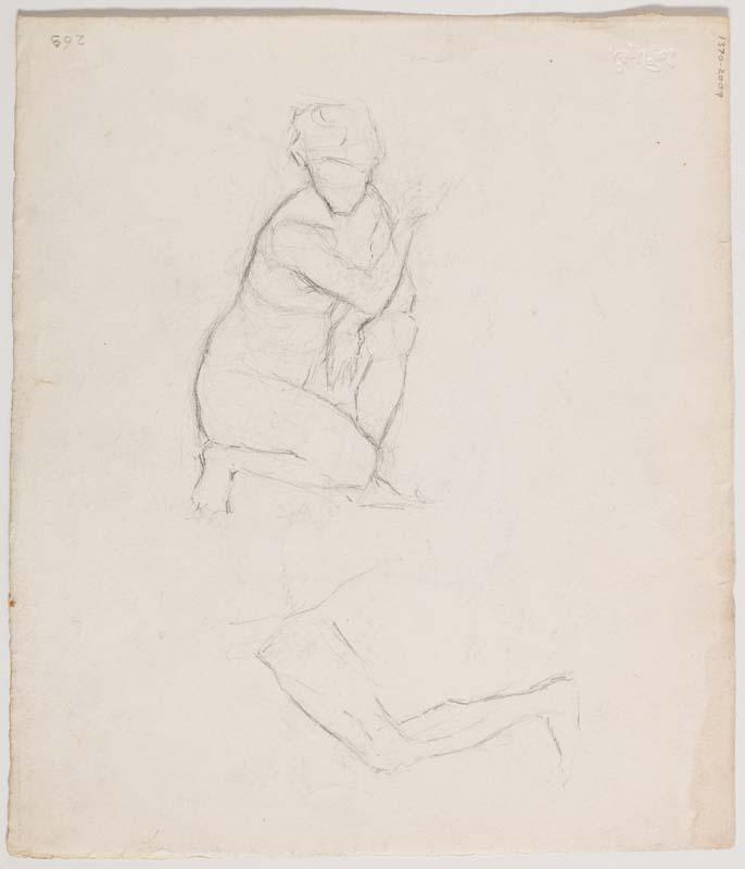 Artwork Female nude drawn from the cast; Study of leg this artwork made of Pencil on paper, created in 1915-01-01