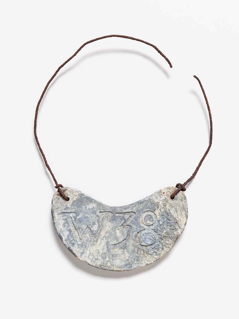 a 'king plate’ made from lead and steel wire, to be worn around the neck