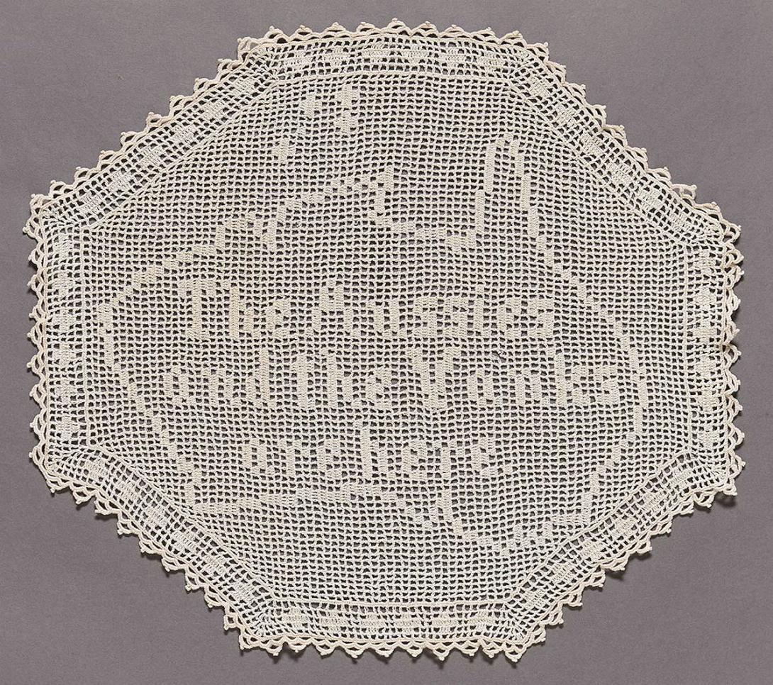 Artwork (The Aussies and Yanks are here) this artwork made of Cotton filet crochet