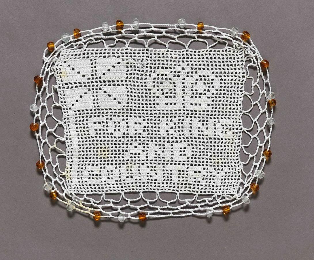 Artwork (For King and Country) this artwork made of Cotton filet crochet with glass beads