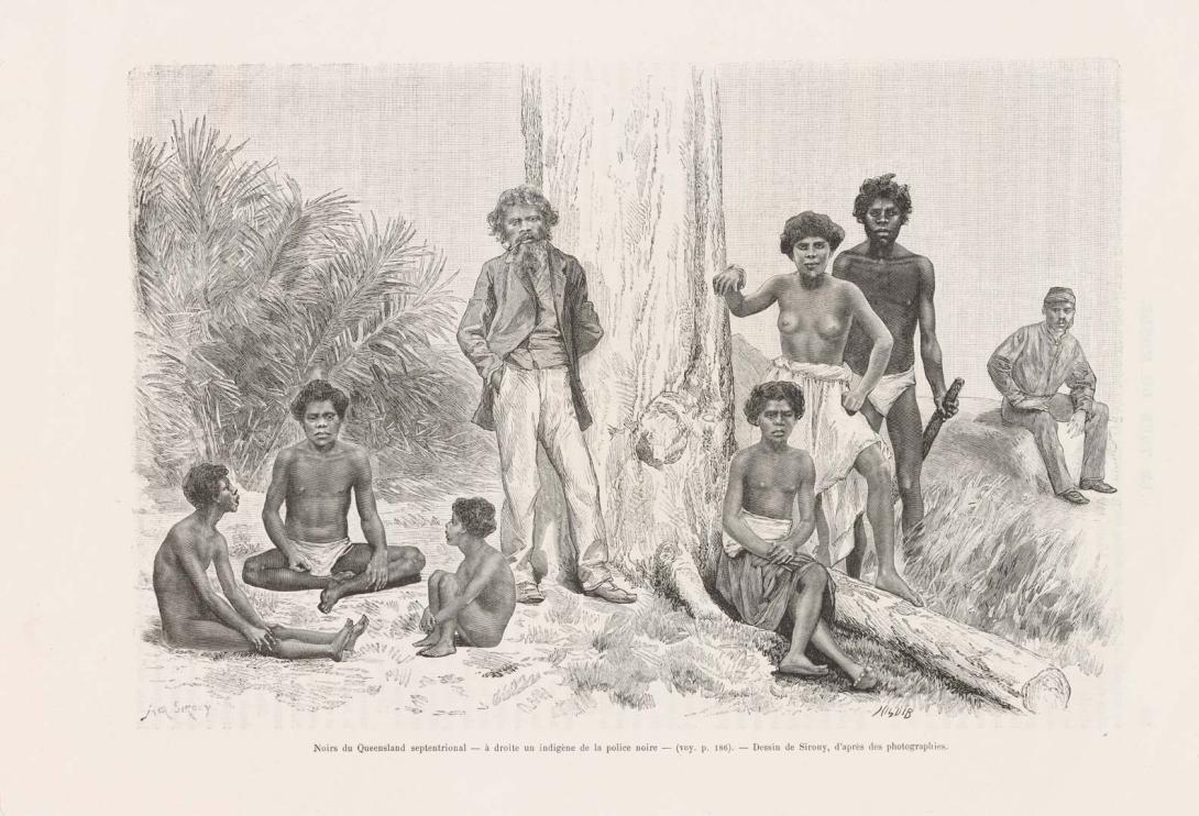 Artwork Natives from Queensland (from 'Le Tour du monde' (French illustrated magazine)) this artwork made of Engraving on paper, created in 1890-01-01