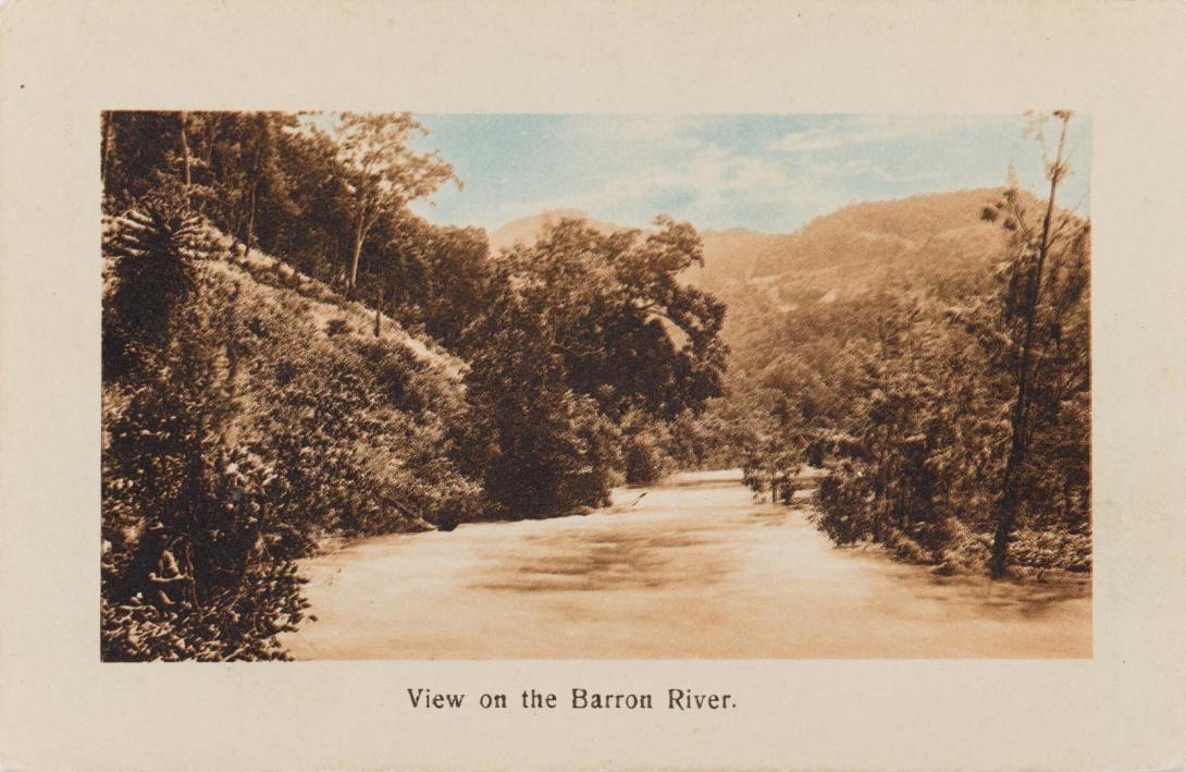 Artwork View on the Barron River (from 'Q.P.R. Series No.14') this artwork made of Postcard: Colourised photograph on paper, created in 1905-01-01