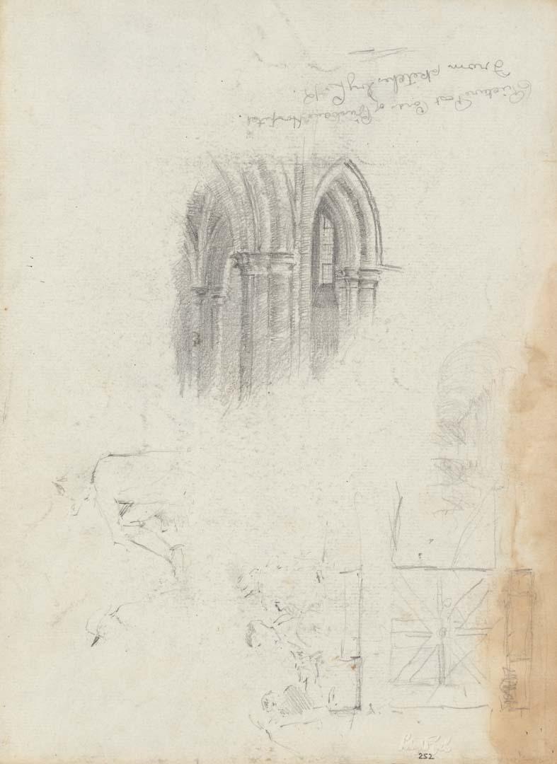 Artwork Arches in St John's Cathedral; Light sketches of people this artwork made of Pencil on sketch paper, created in 1914-01-01
