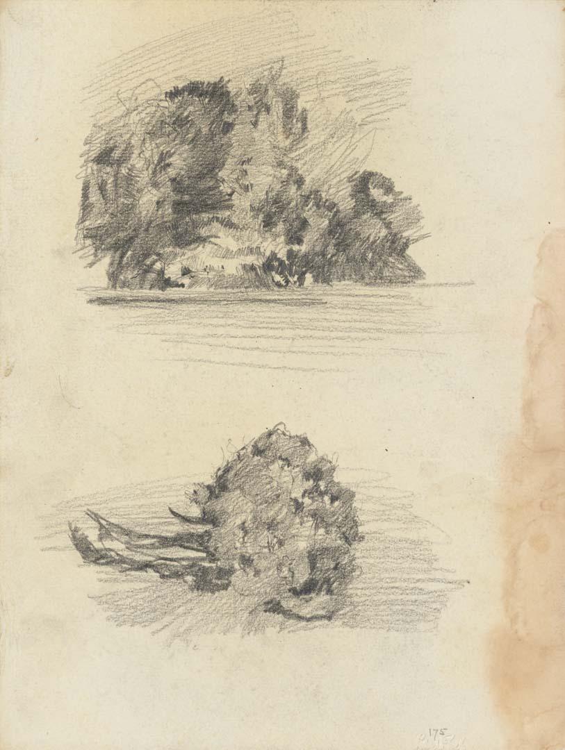 Artwork Two landscapes with trees this artwork made of Pencil on sketch paper, created in 1914-01-01