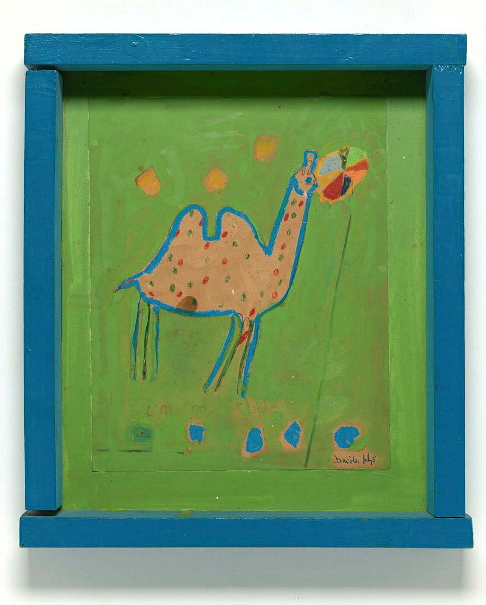 Artwork I'm no child this artwork made of Synthetic polymer paint on paper on board in artist's frame, created in 1973-01-01
