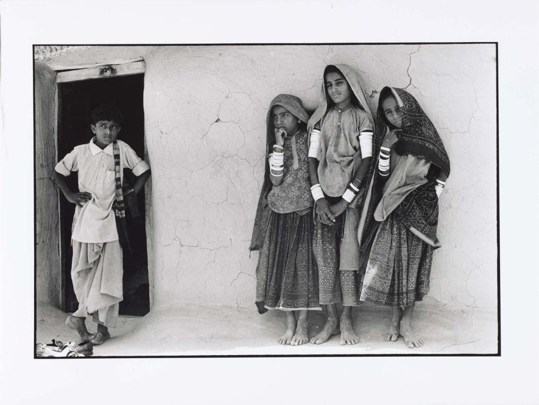 Artwork A boy and three girls of the Chamar community, Kutch, Gujarat this artwork made of Gelatin silver photograph on paper, created in 1975-01-01