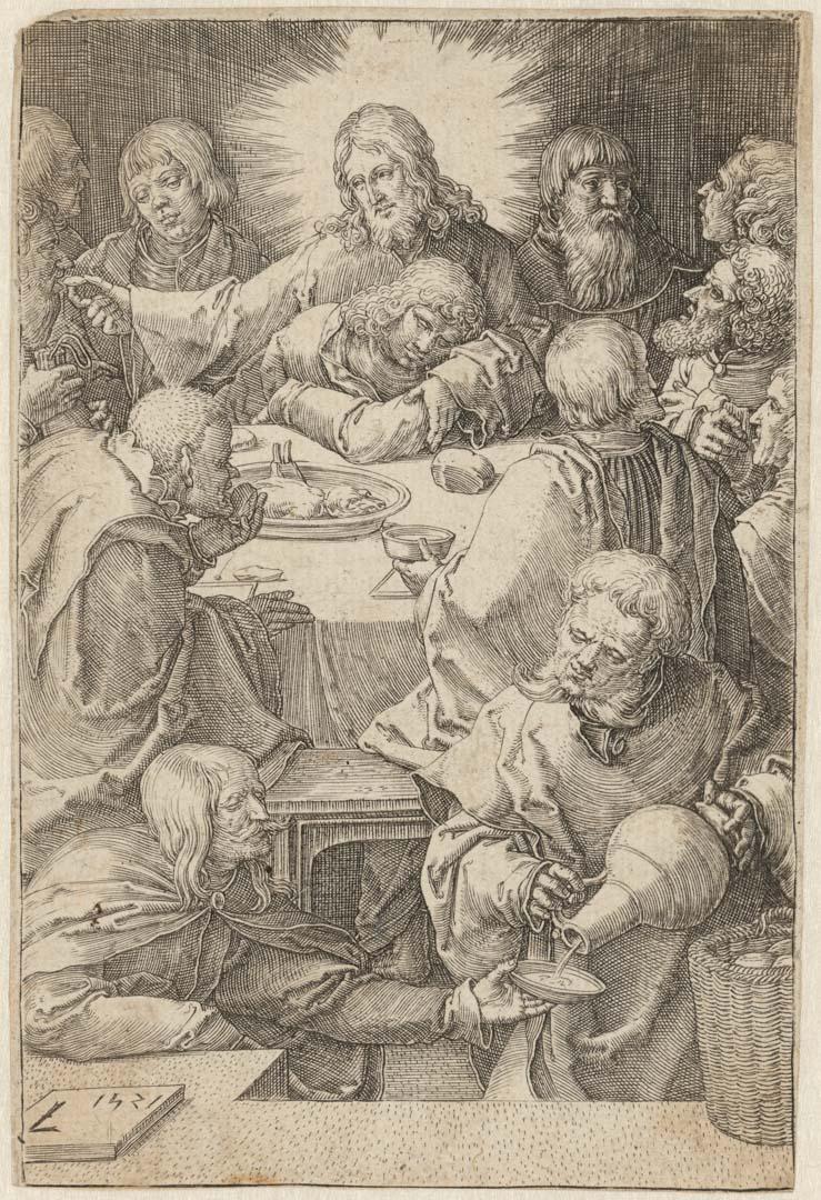 Artwork The Last Supper this artwork made of Engraving on paper, created in 1521-01-01
