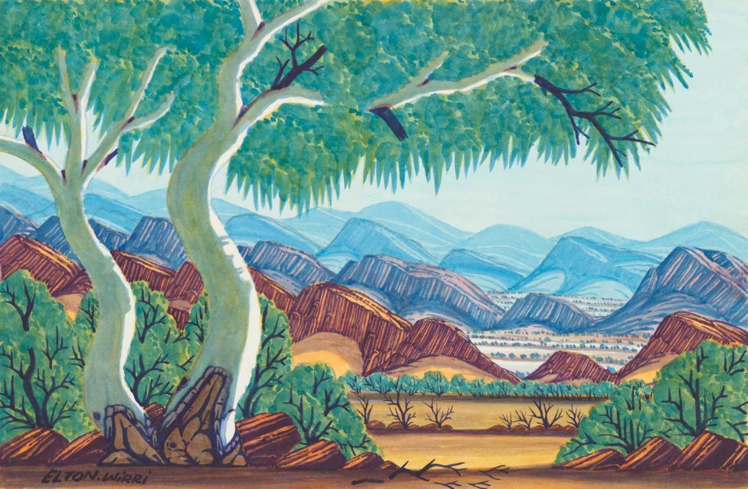 Artwork Petermann Ranges this artwork made of Watercolour on illustration board, created in 2008-01-01