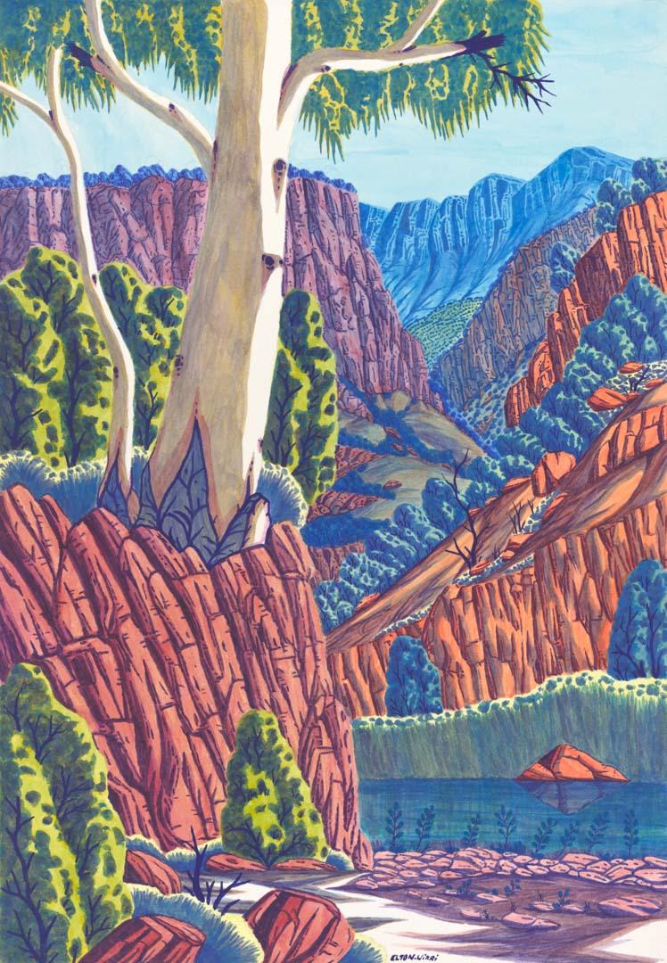 Artwork West MacDonnell Ranges - Ormiston Gorge this artwork made of Watercolour on paper, created in 2013-01-01