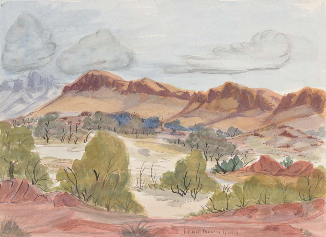 Artwork West MacDonnell Ranges this artwork made of Watercolour on cotton rag board, created in 2006-01-01