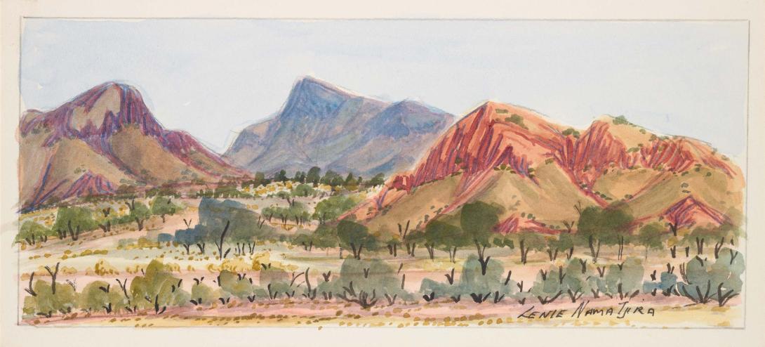 Artwork East of Papunya this artwork made of Watercolour on paper with board backing, created in 2009-01-01