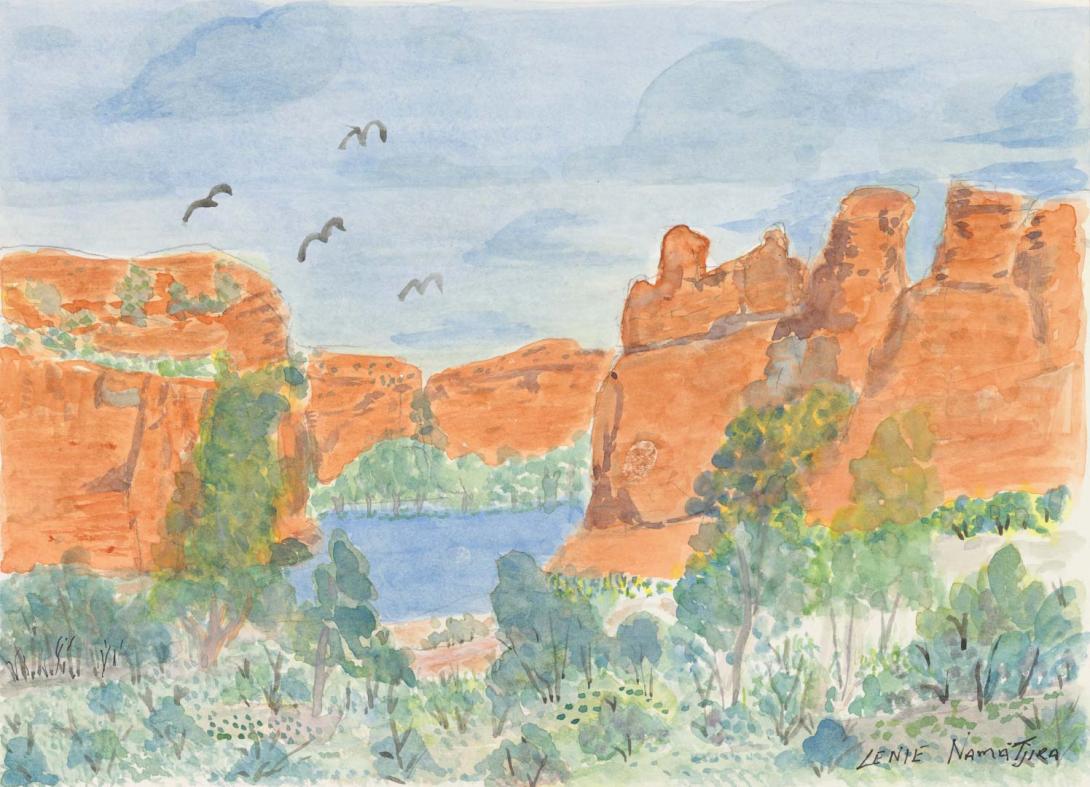 Artwork Glen Helen Gorge this artwork made of Watercolour on paper, created in 2013-01-01