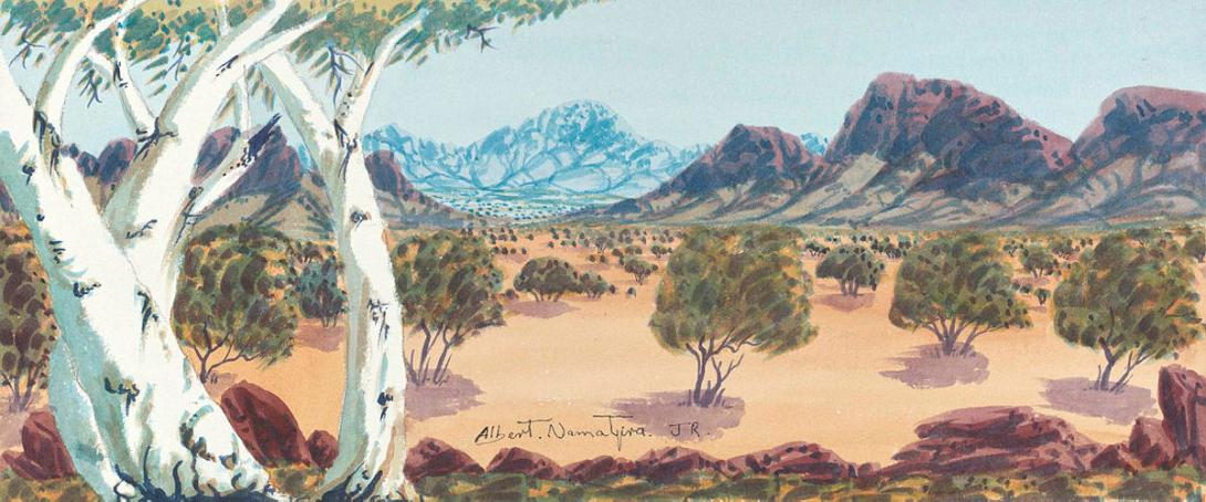 Artwork West MacDonnell Ranges, NT this artwork made of Watercolour on paper, created in 2011-01-01